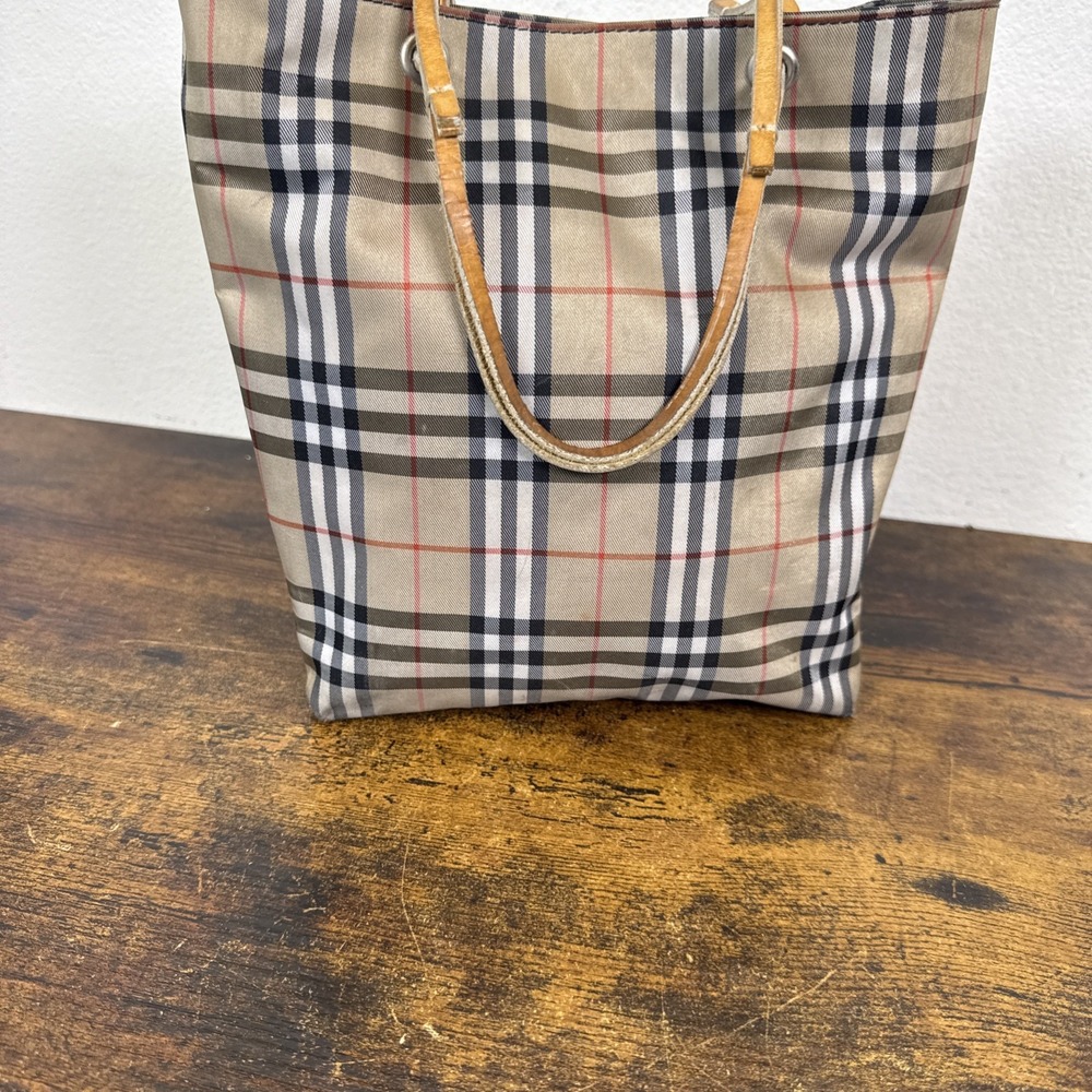 Burberry London Nova Check Tote – Coated Canvas & Leather – 9x8x4  Classic ITALY